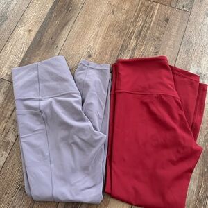 Athleta Women's Red and Gray Leggings